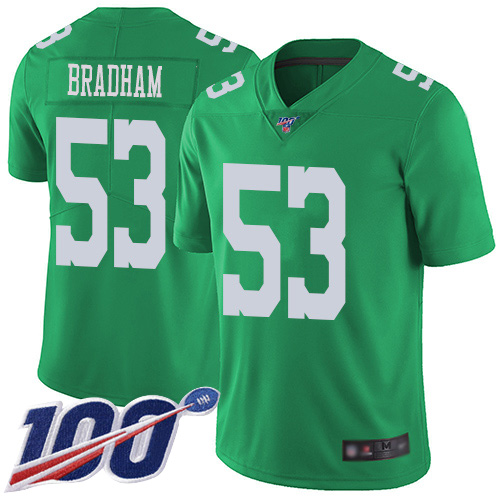 Men Philadelphia Eagles #53 Nigel Bradham Limited Green Rush Vapor Untouchable NFL Jersey 100th Season